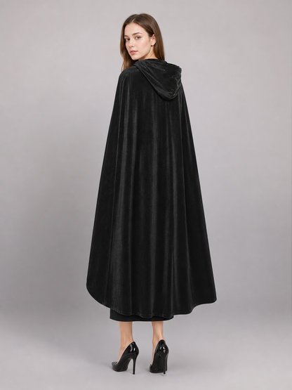 Black medieval hooded costume cloak