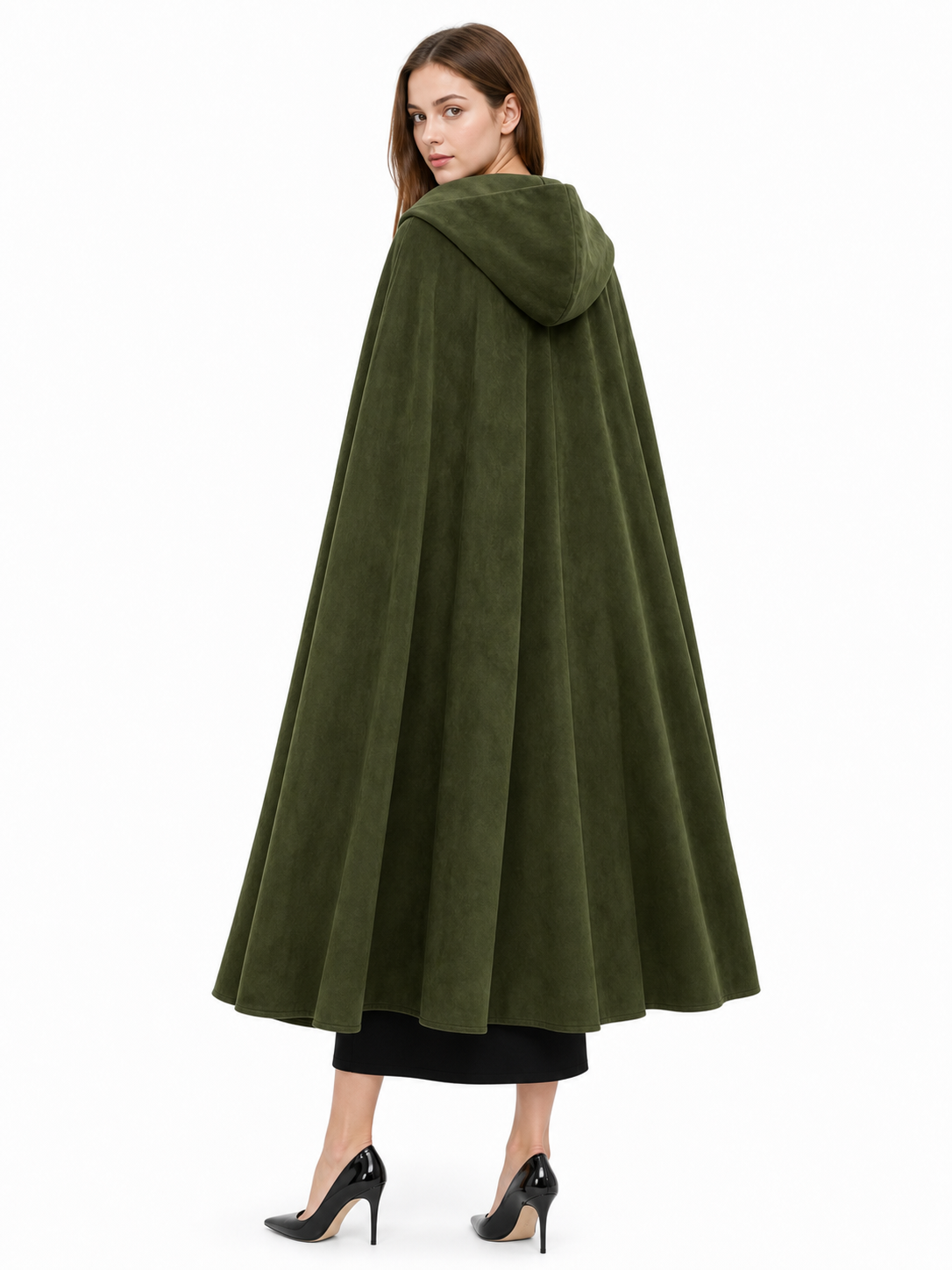 Long Green Hooded Costume Cloak