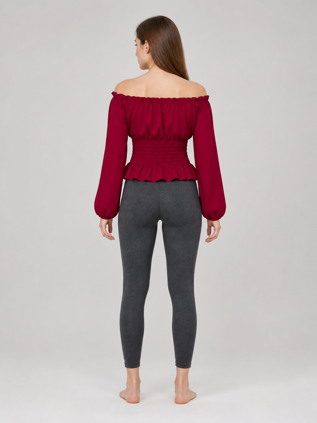 Off-the-Shoulder Blouse with Long Sleeves