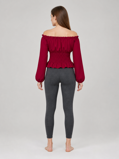 Off-the-Shoulder Blouse with Long Sleeves