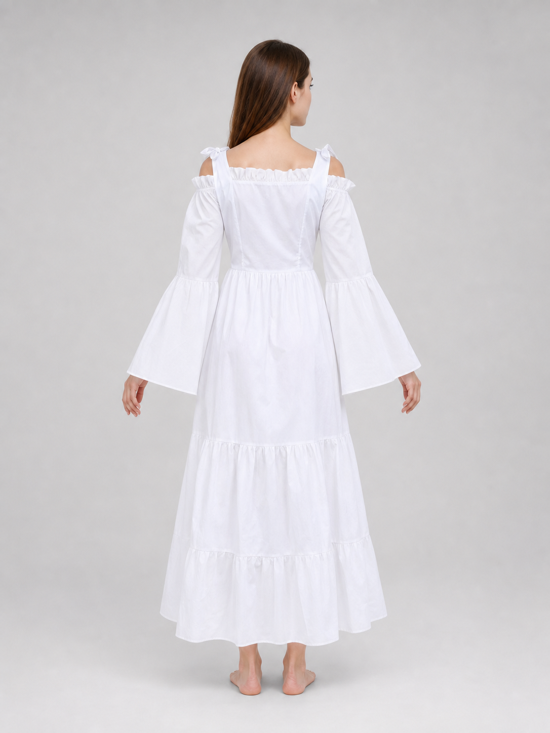 Maxi Dress with Embroidery and Lacing in a Retro Style