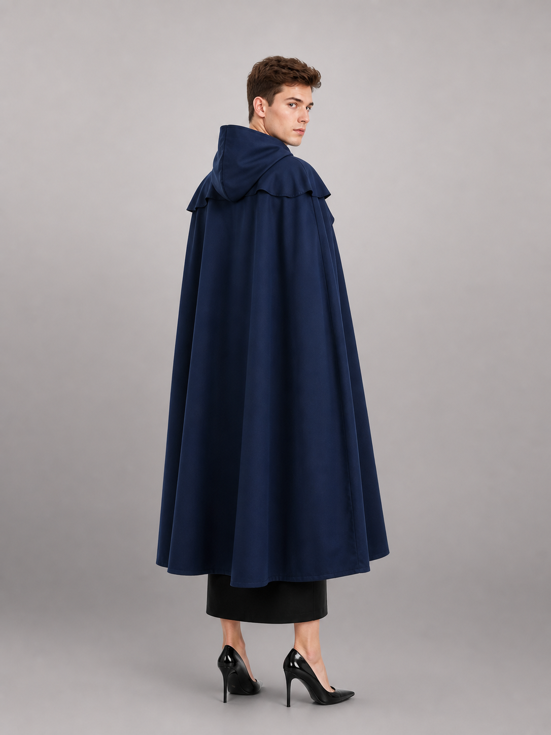 Blue Long Carnival Cloak with Hood