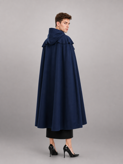 Blue Long Carnival Cloak with Hood