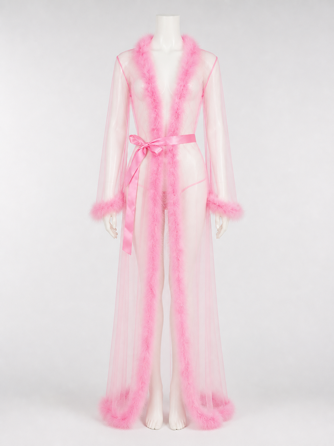 Long Sheer Robe with Red Trim back view