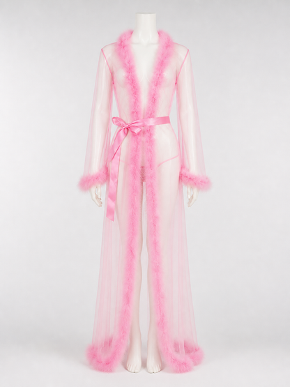 Long Sheer Robe with Red Trim back view