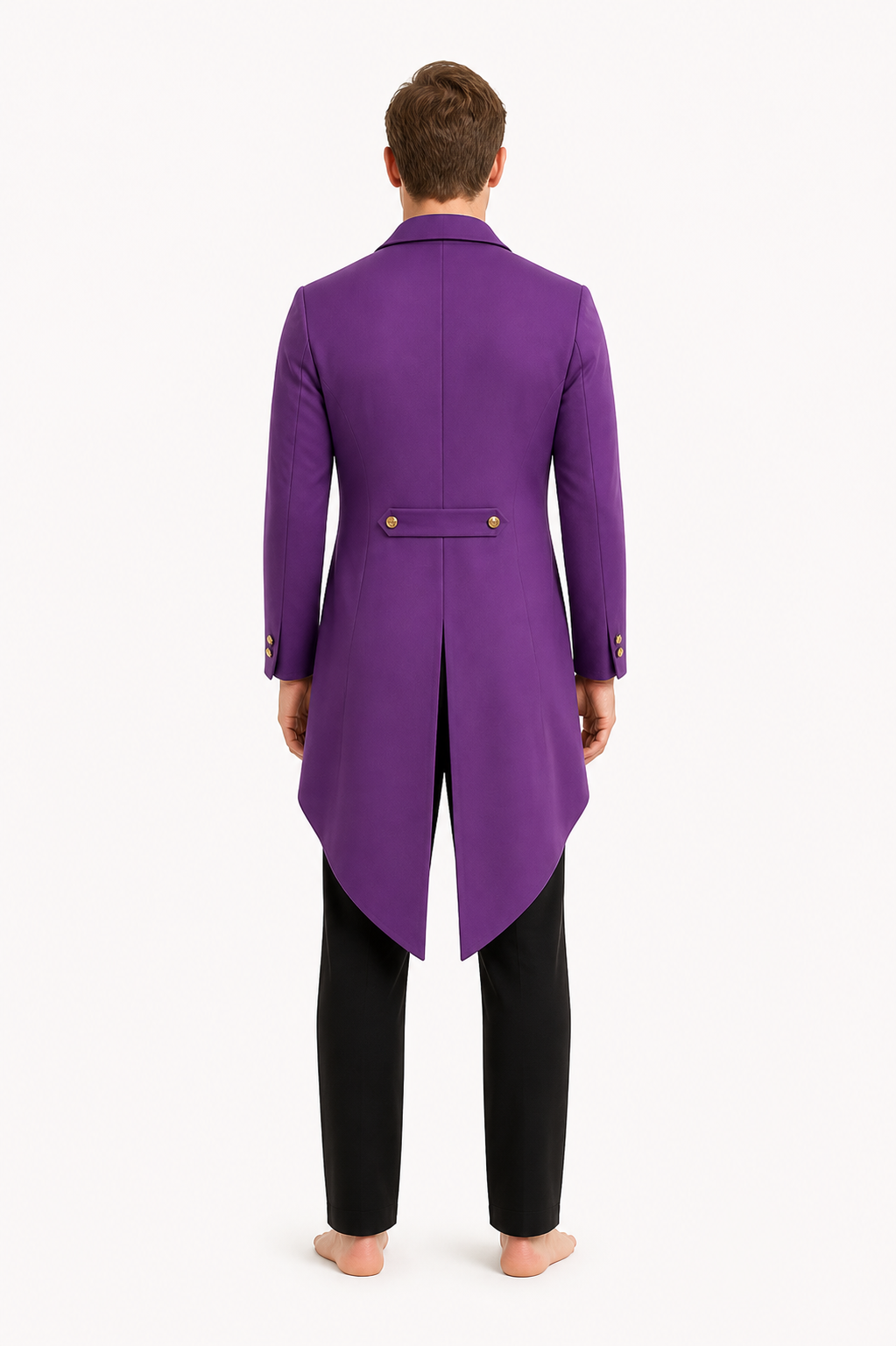 Men's Medieval Long Tailcoat with Gold-Tone Buttons back view