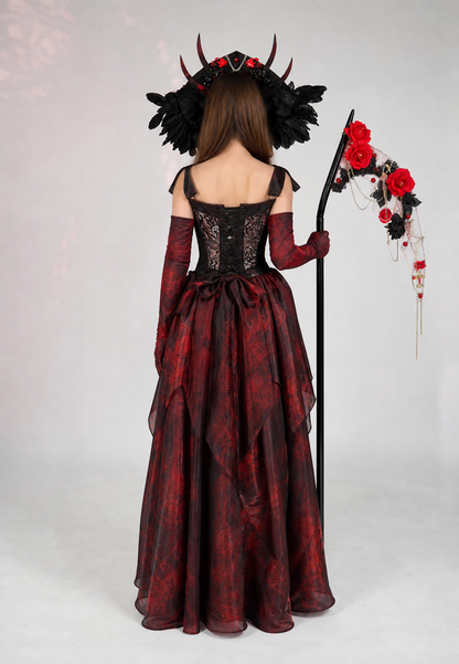 Demon Stage Costume with Horns and Cape back view