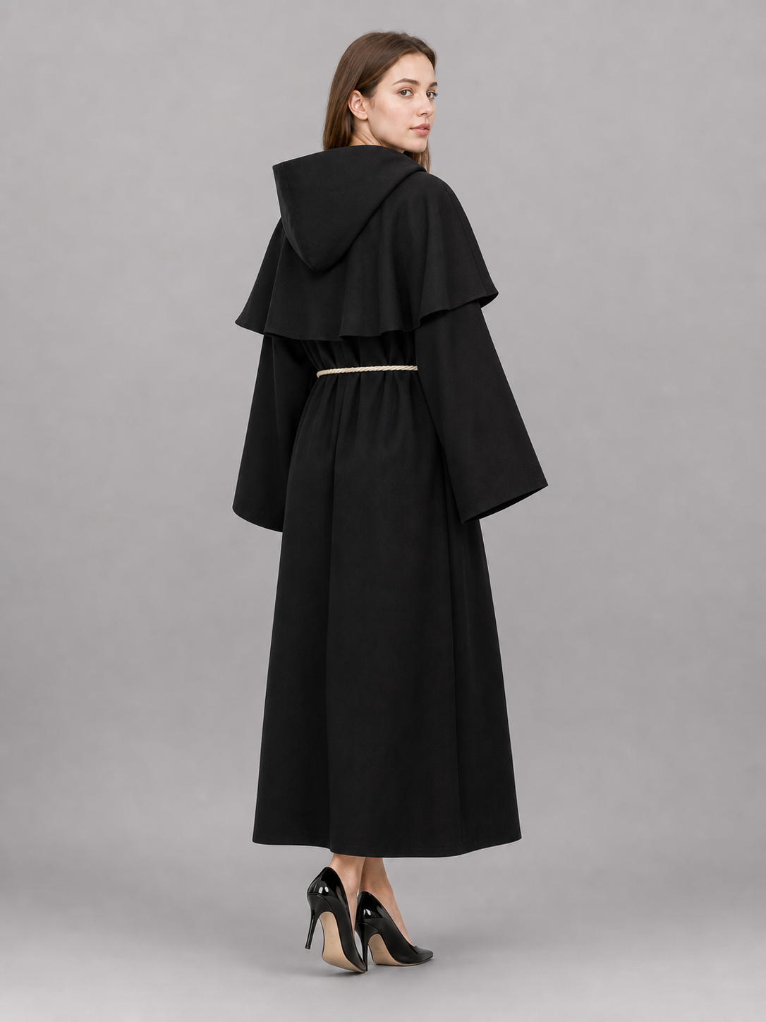 Black Carnival Cloak with Pointed Hood