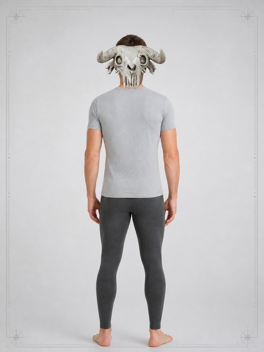 Halloween Carnival Mask with Skull and Horns back view