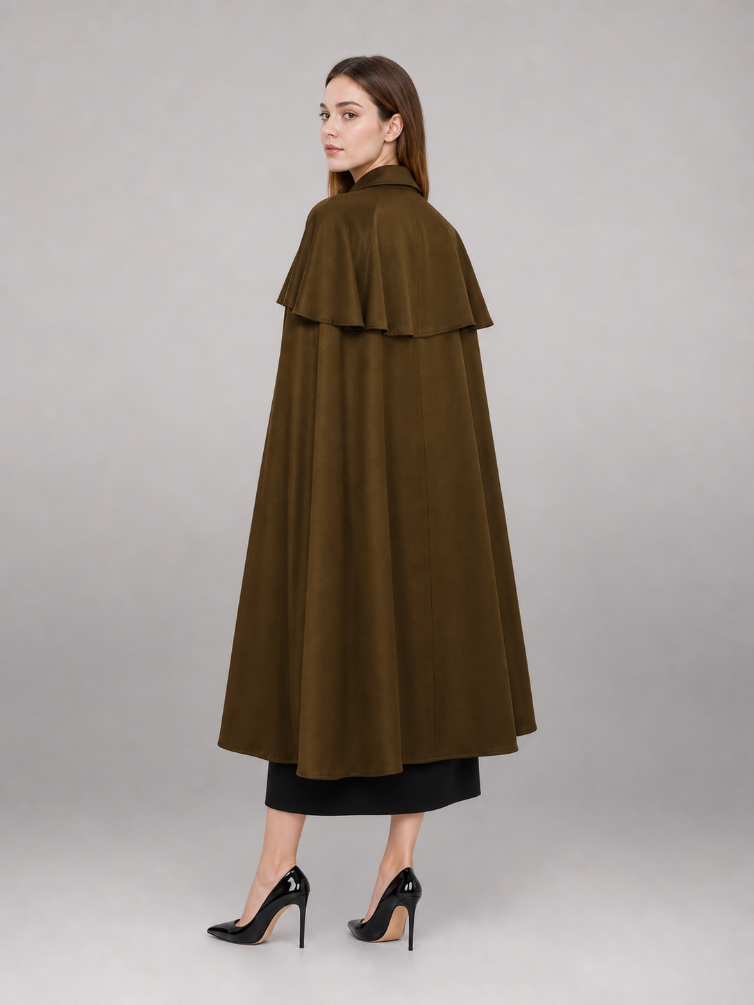 Brown shirt dress with a collar and buttons