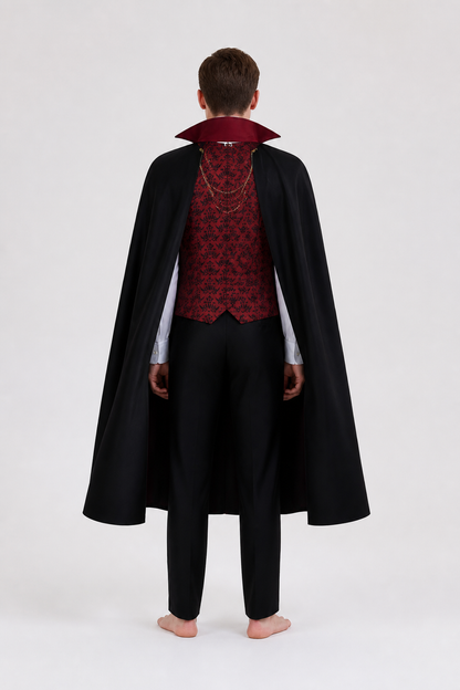 Cosplay Costume with Cape, Vest, and Pants back view