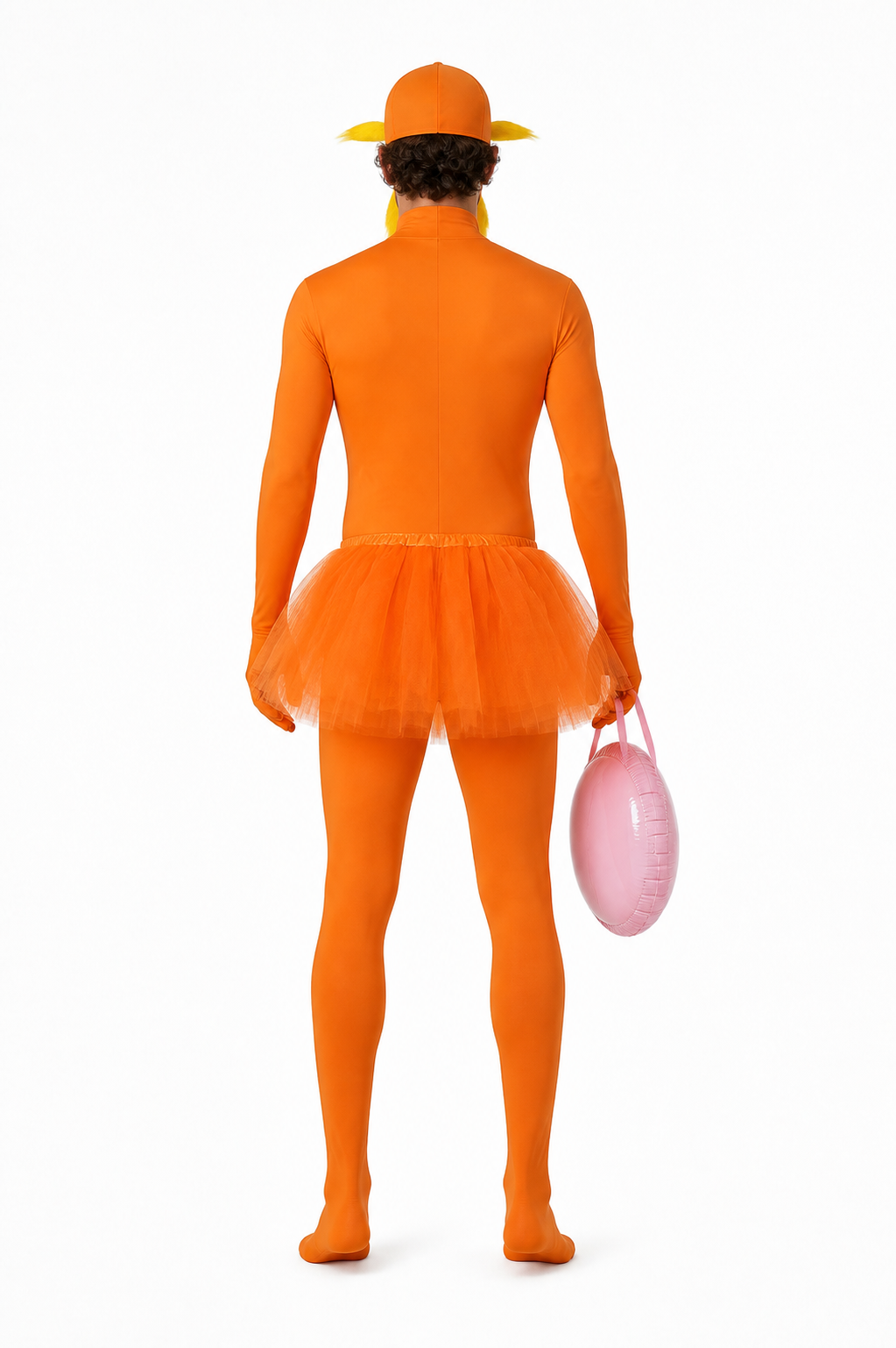 Halloween Costume Orange Hooded Jumpsuit back view