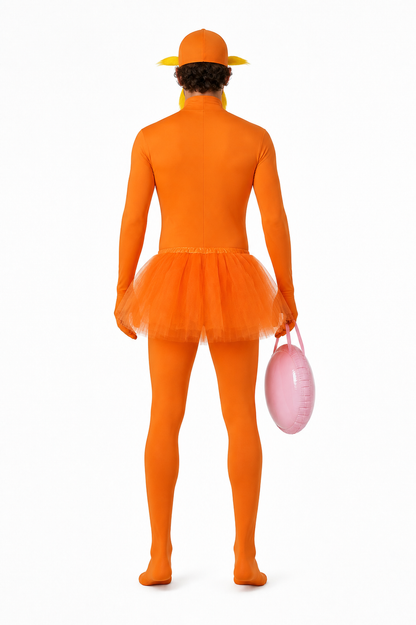 Halloween Costume Orange Hooded Jumpsuit back view