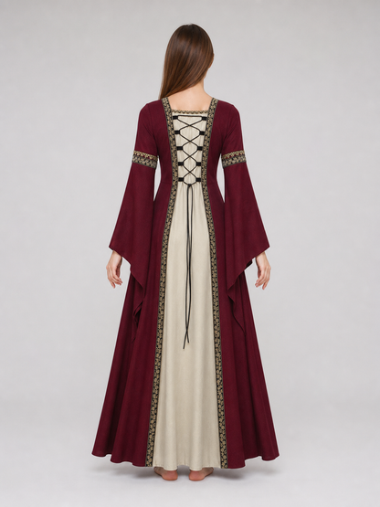 Long Medieval Dress with Flared Sleeves