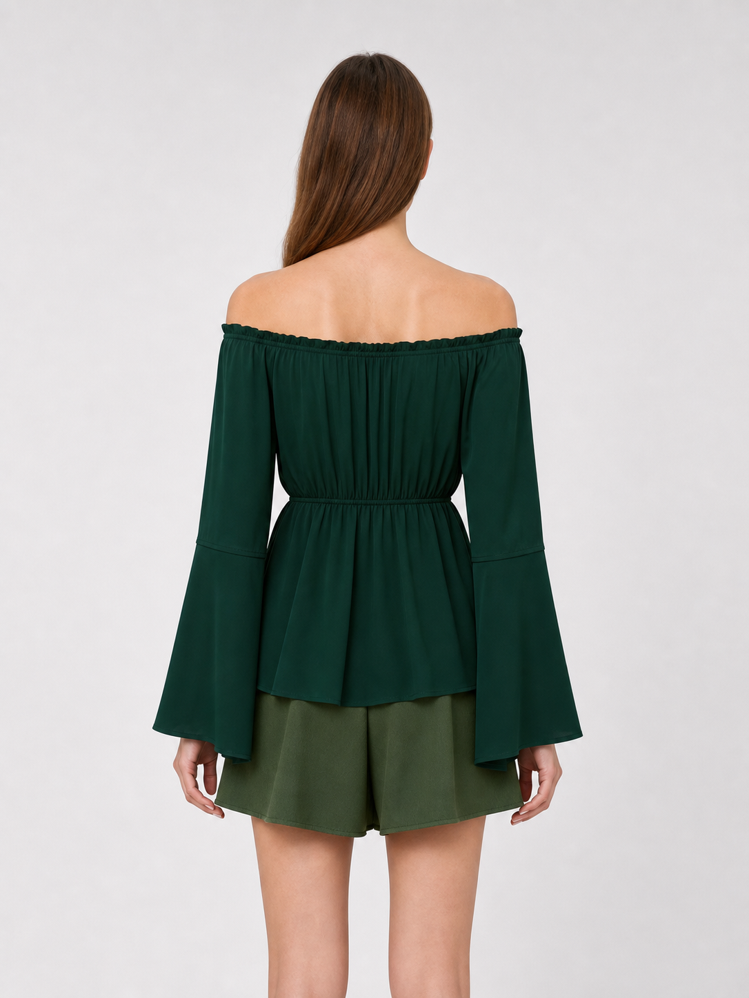 Off-the-Shoulder Blouse with Long Sleeves
