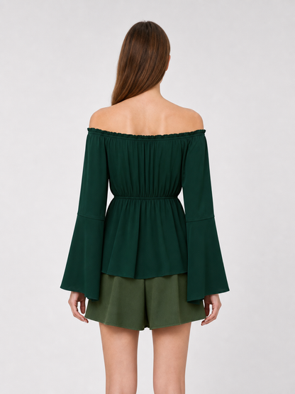 Off-the-Shoulder Blouse with Long Sleeves
