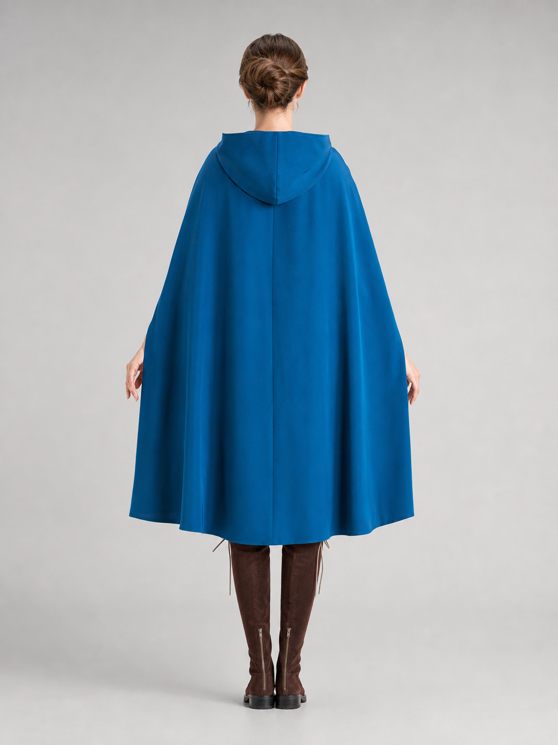 Vampire Costume with a Long Blue Dress and Cape