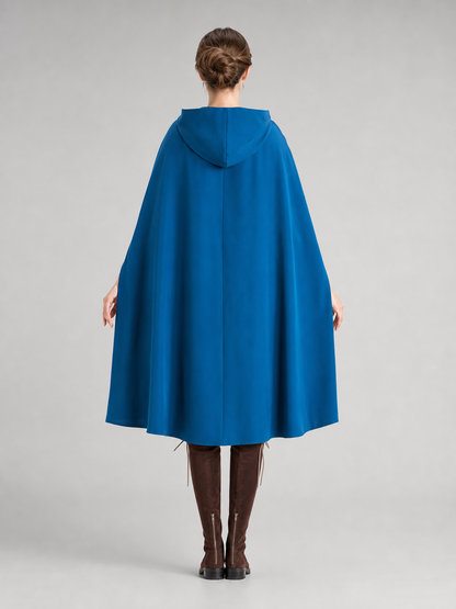 Vampire Costume with a Long Blue Dress and Cape
