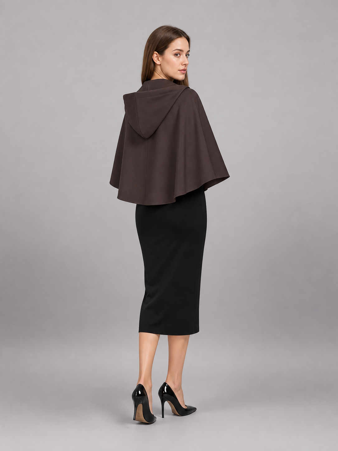 Dark Brown Hooded Costume Cloak