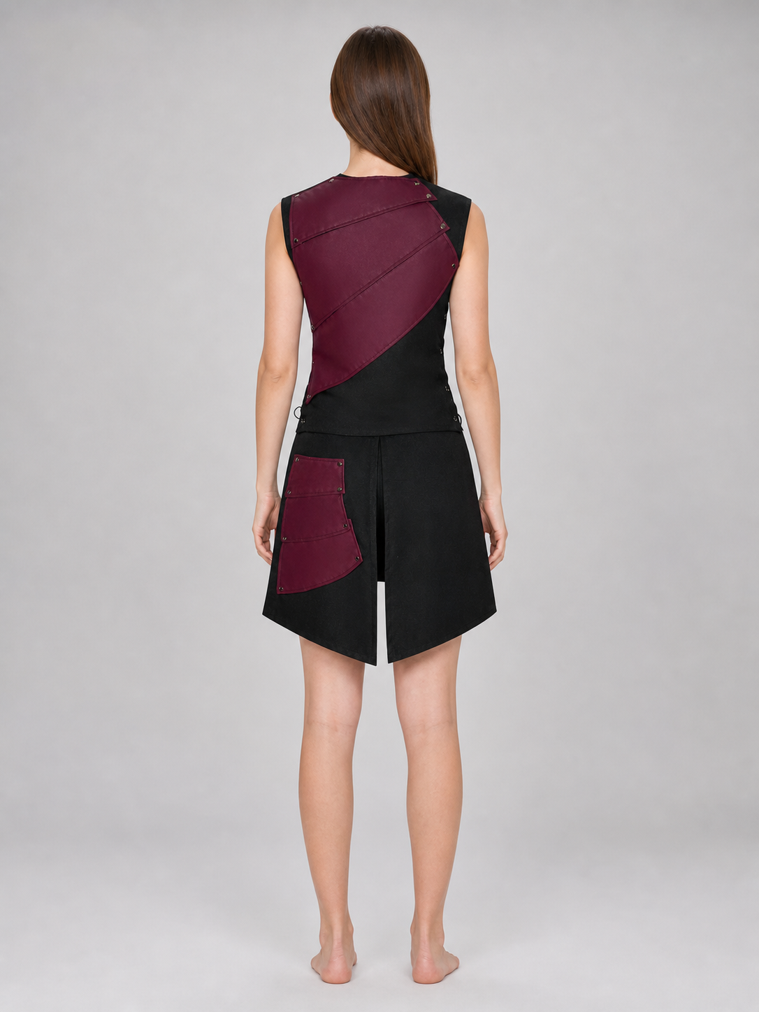 Sleeveless Jumpsuit with Asymmetrical Panels