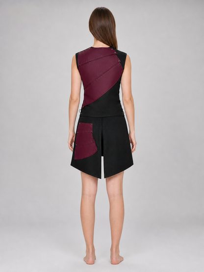 Sleeveless Jumpsuit with Asymmetrical Panels
