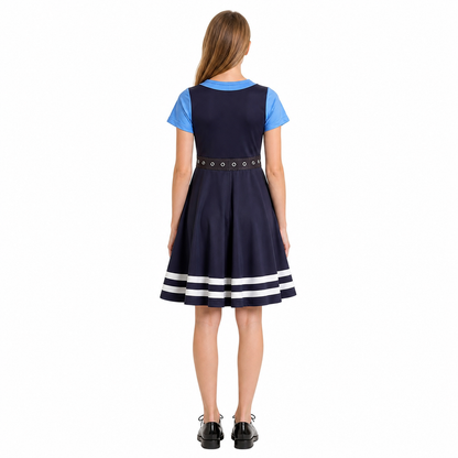 Judy Cosplay Dress with Emblem and Stripes back view