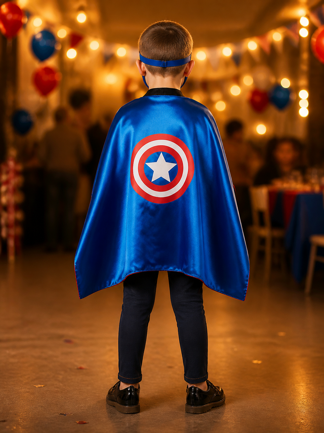 Captain America Mask with Cape, Carnival Costume back view