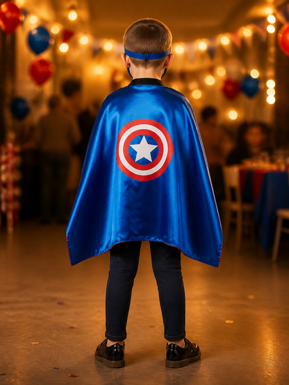 Captain America Mask with Cape, Carnival Costume back view