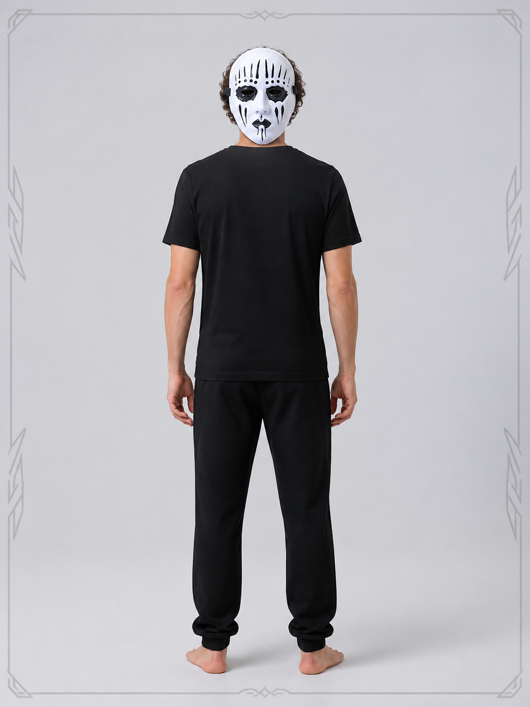White Halloween Mask with Black Decorations for Cosplay