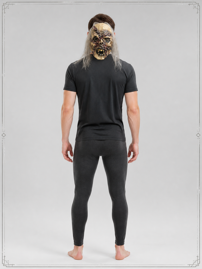 Zombie Halloween Mask with Chains and Long Hair