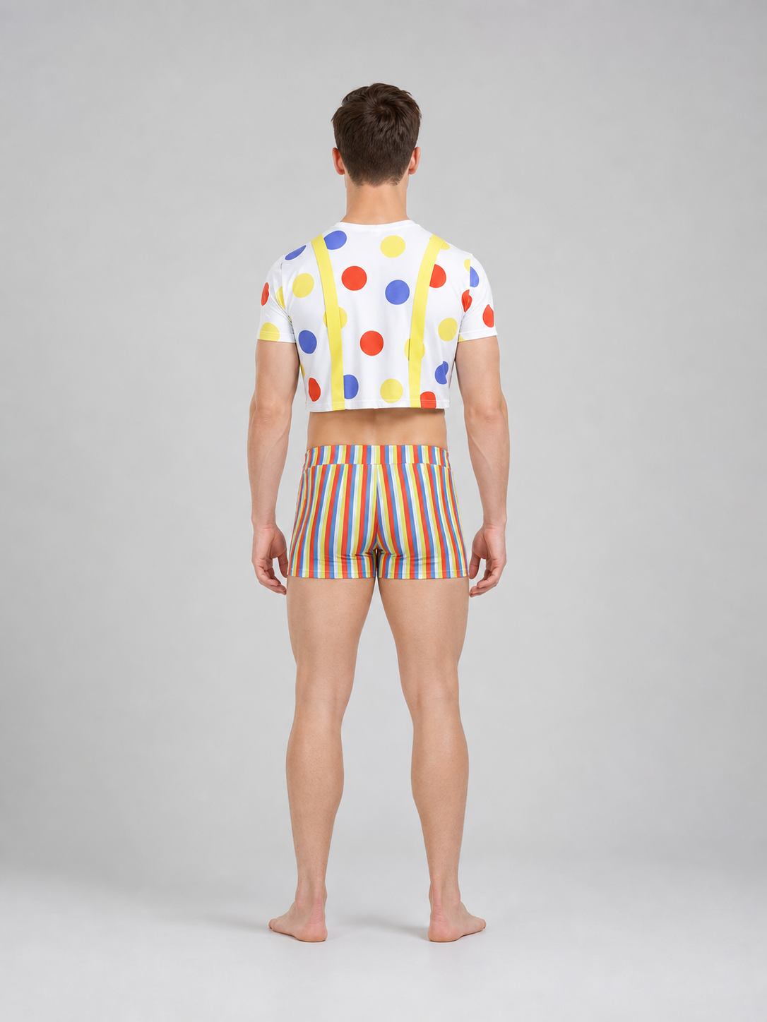 Clown Costume with Multicolored Wig and Accessories