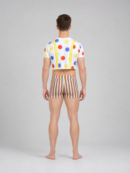 Clown Costume with Multicolored Wig and Accessories