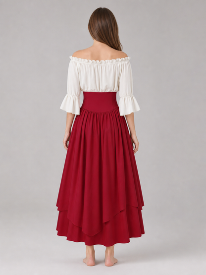 Vintage-Style Off-the-Shoulder Dress