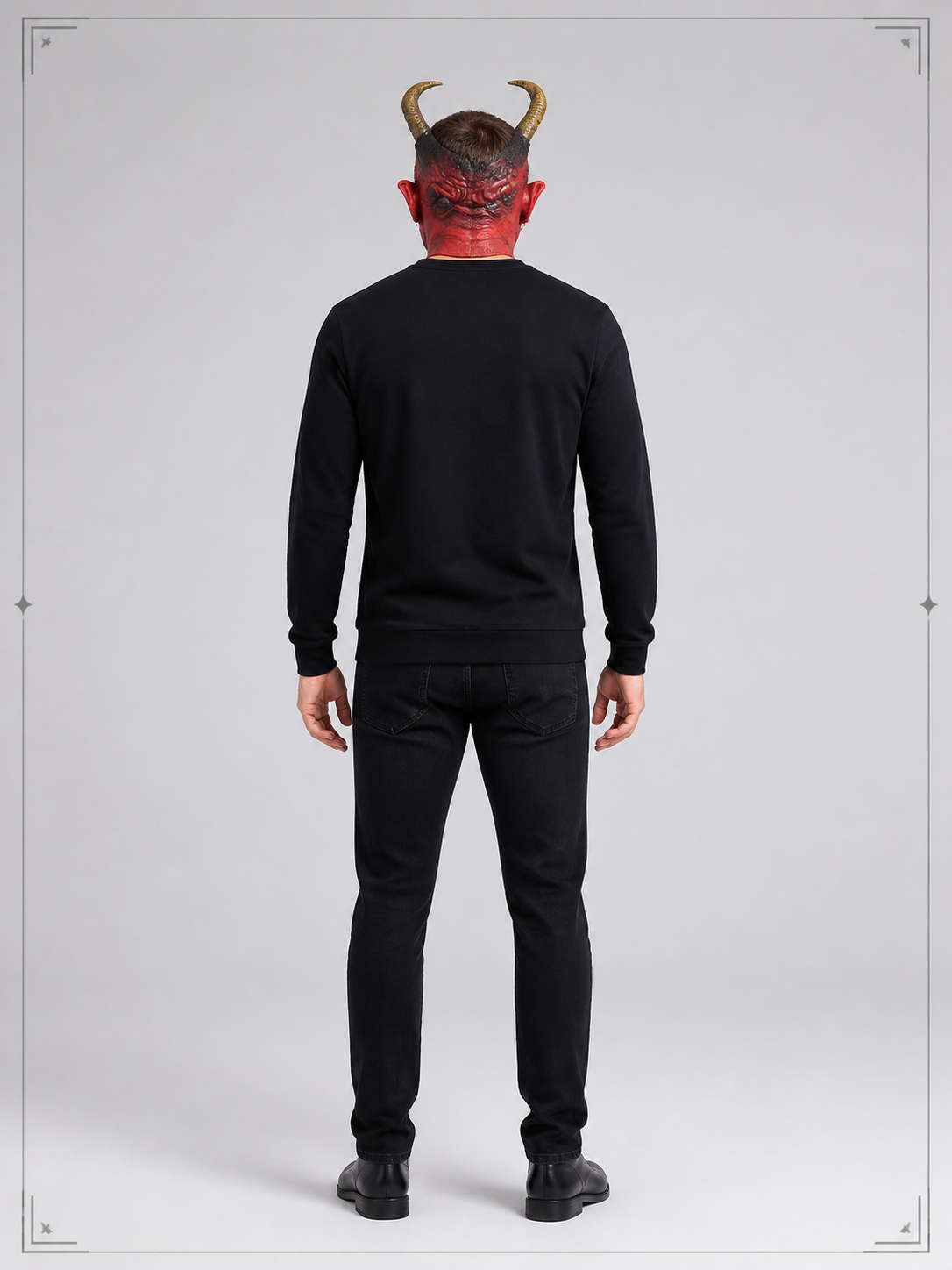 Red Carnival Mask with Horns for Halloween and Cosplay back view