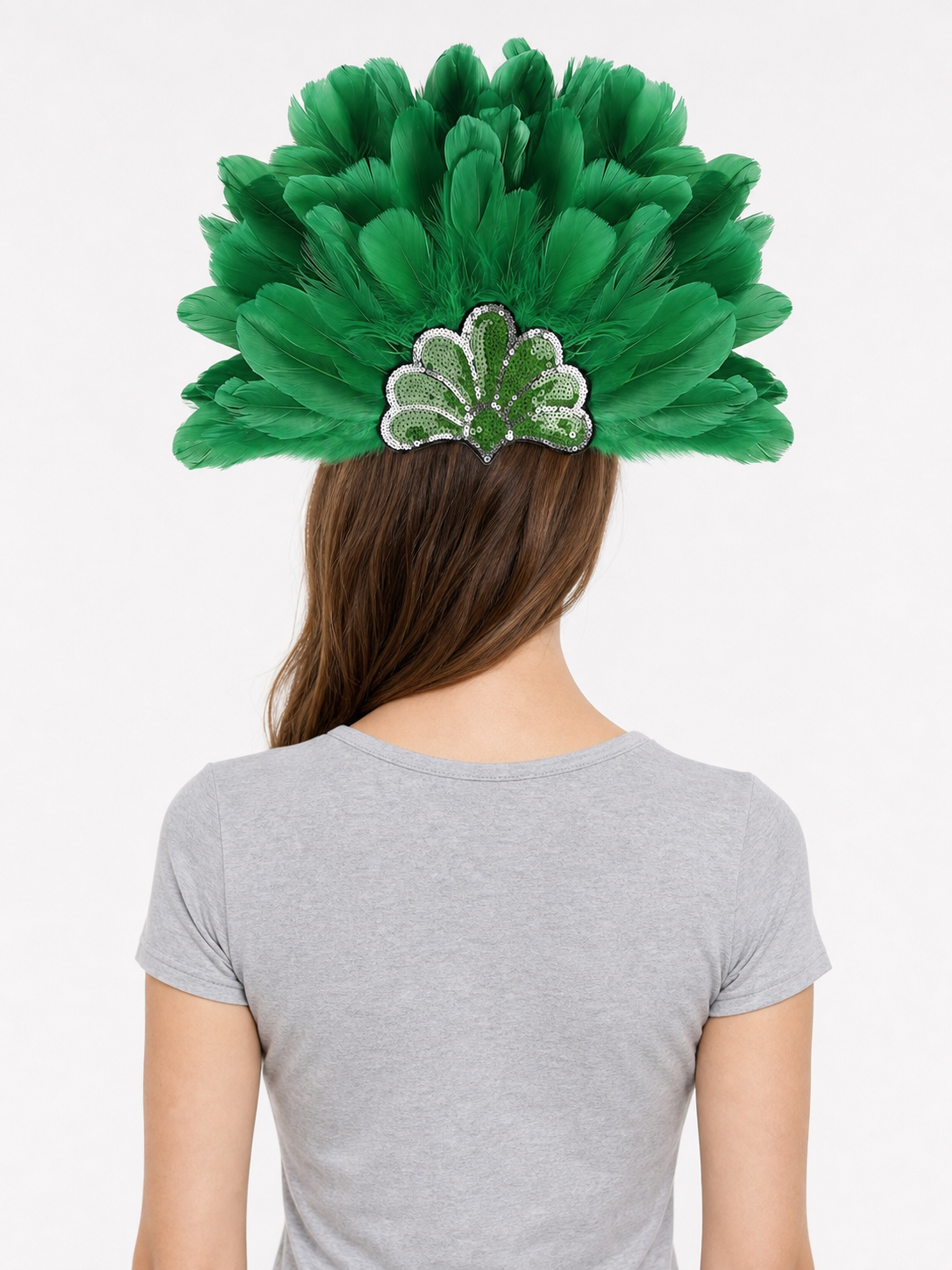 Carnival Headpiece with Green Feathers