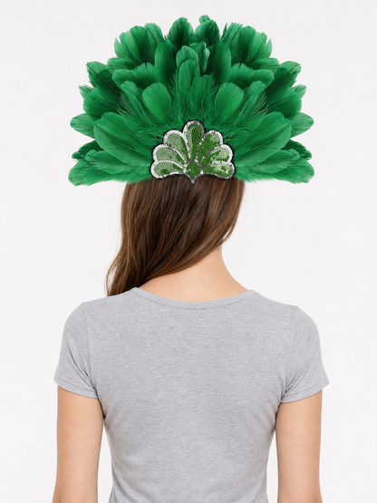 Carnival Headpiece with Green Feathers