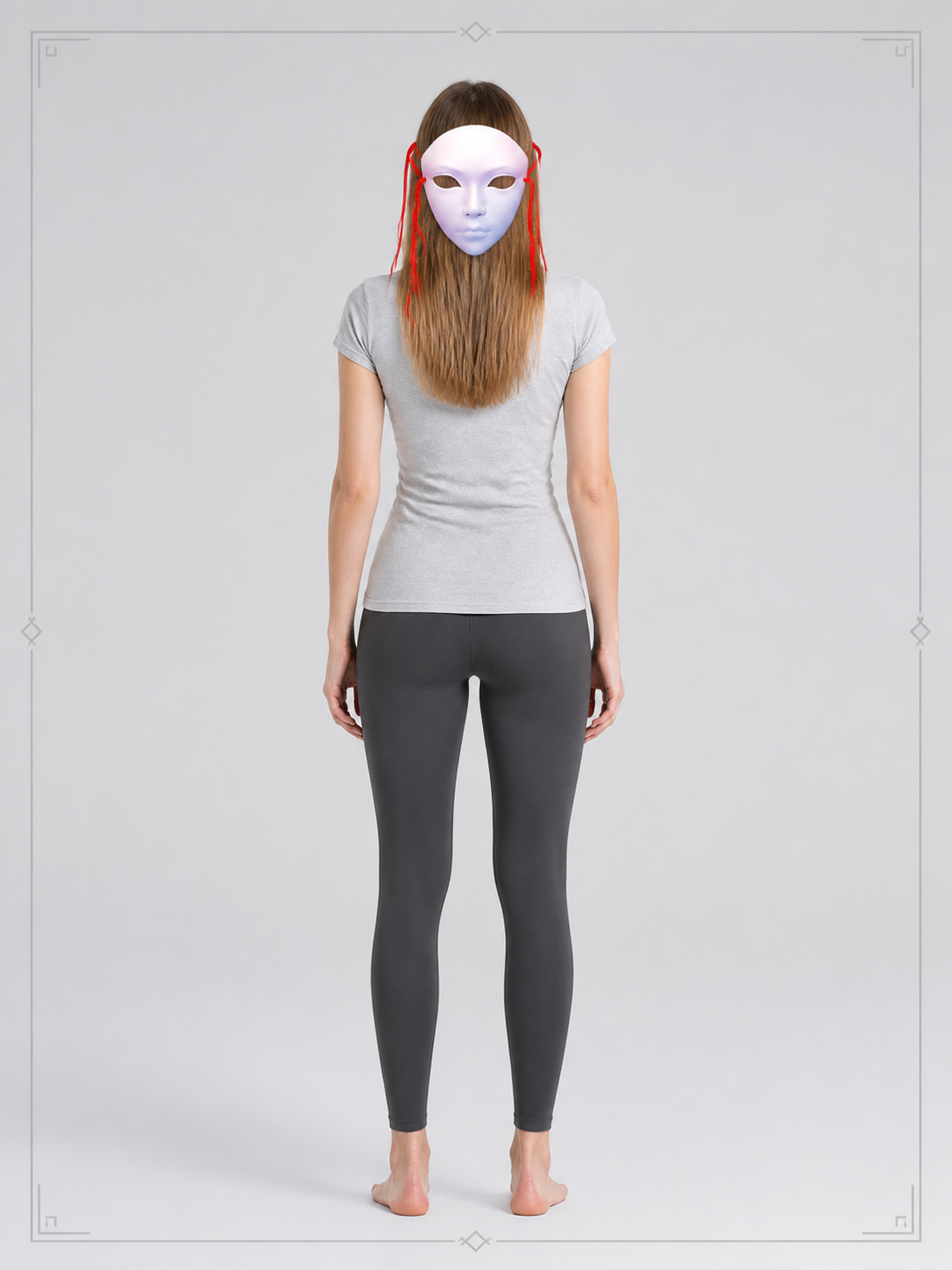 White Carnival Mask with Red Ties for Halloween back view