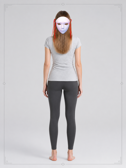 White Carnival Mask with Red Ties for Halloween back view