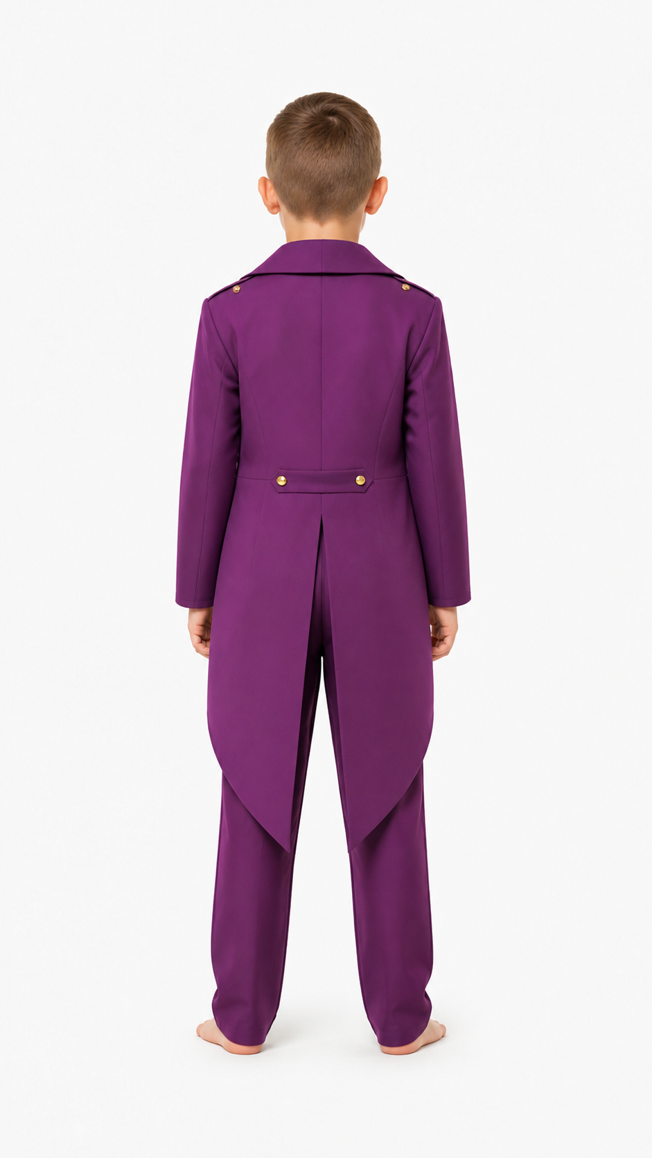 Purple Tailcoat with Lapels and Gold Buttons back view