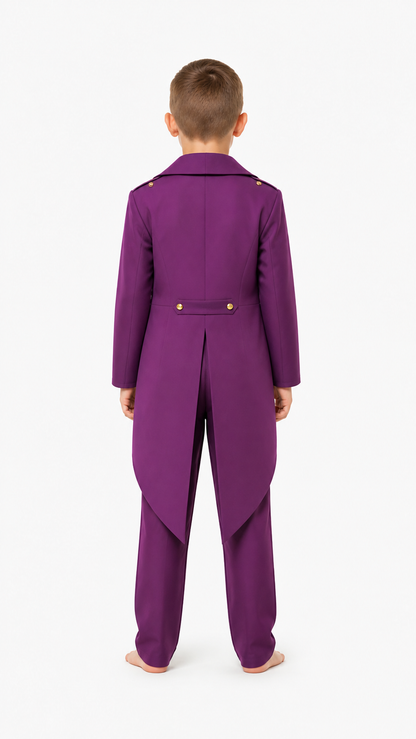 Purple Tailcoat with Lapels and Gold Buttons back view