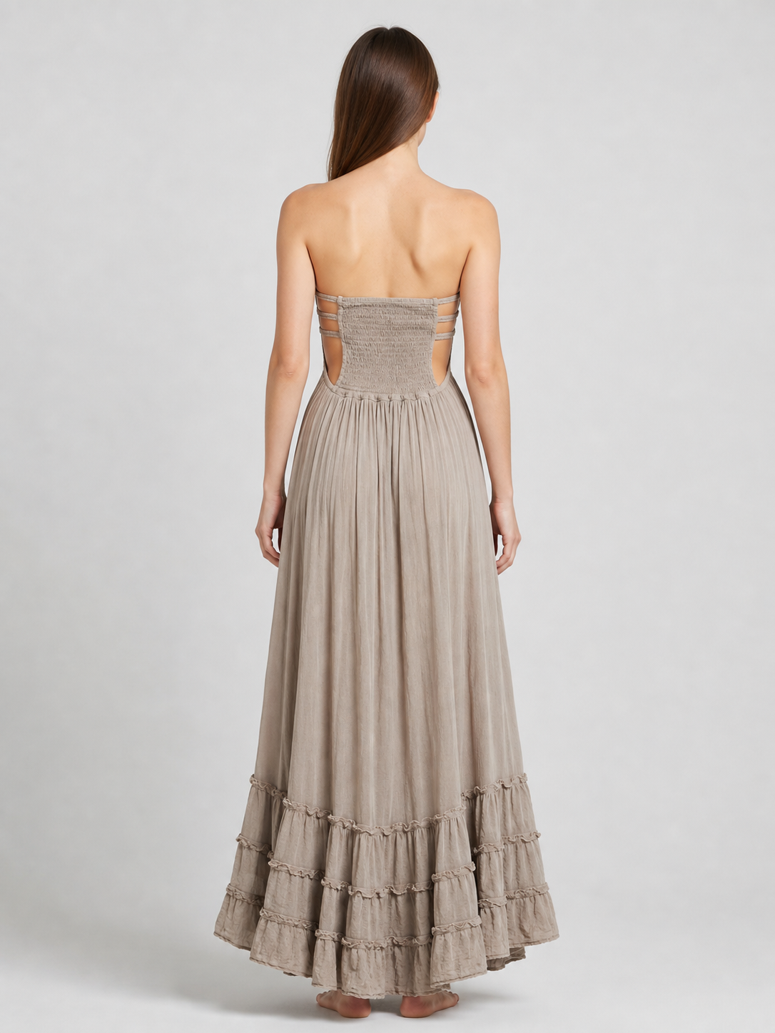 Strapless Boho-Style Maxi Dress
