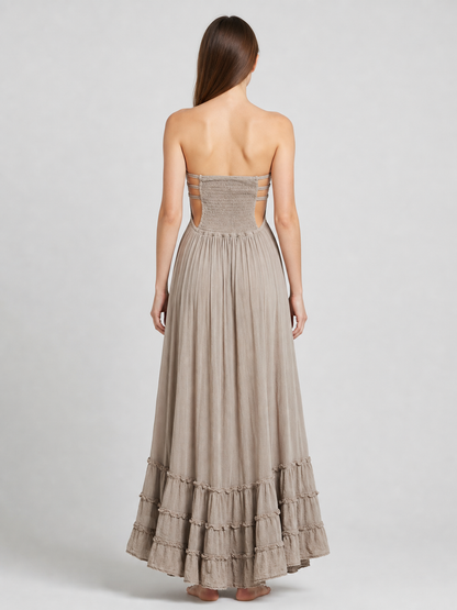 Strapless Boho-Style Maxi Dress