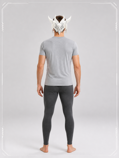 White Carnival Mask with Black Lines for Cosplay back view
