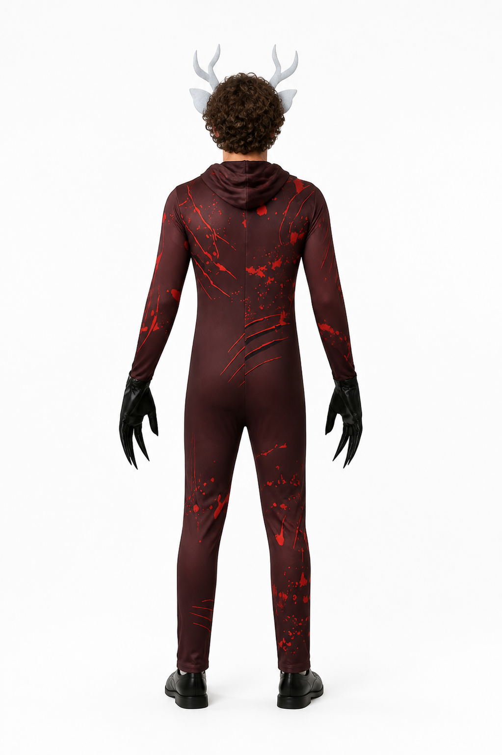 Deer Costume with Antlers and Claws, Red Scratches back view