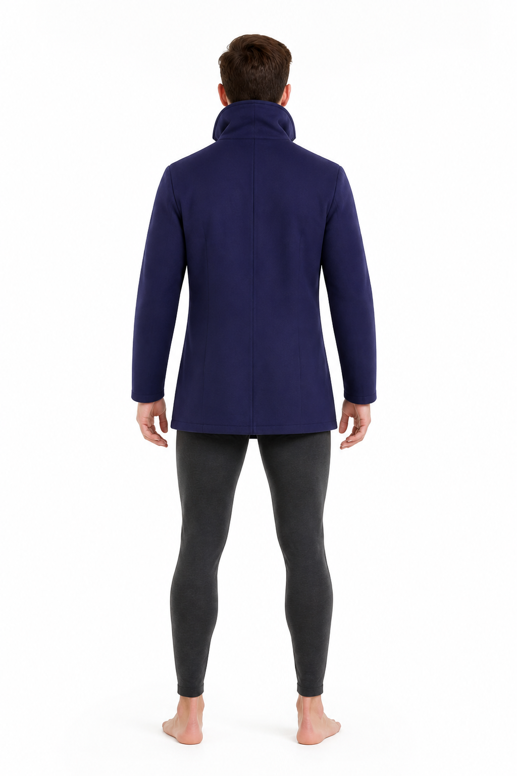 Anime Long Dark Navy Blazer with a High Collar back view