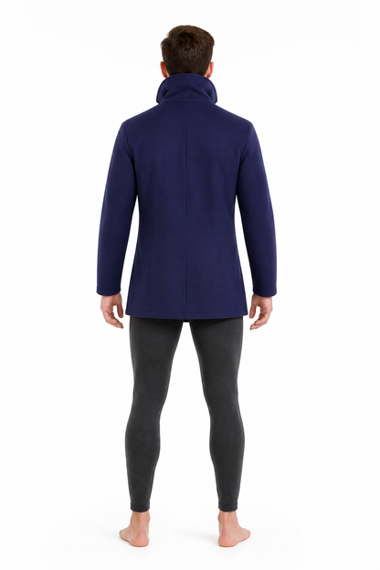 Anime Long Dark Navy Blazer with a High Collar back view