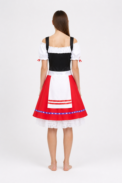 Oktoberfest Dress with Apron and Red Lacing back view