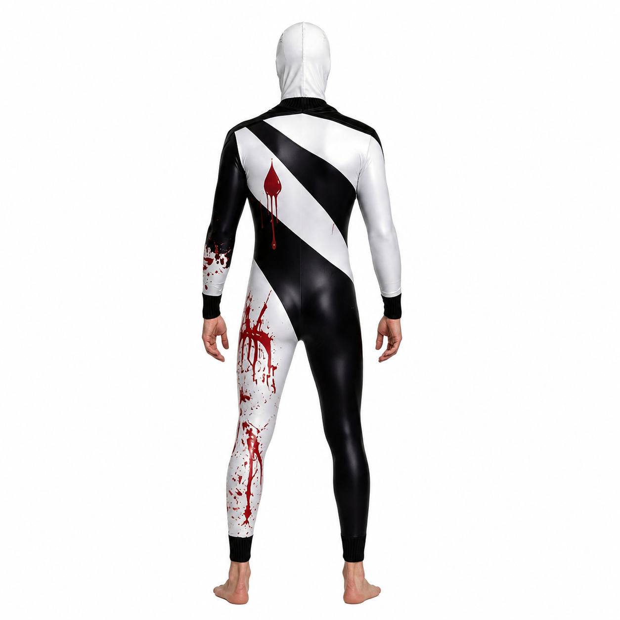 Bloody Clown Jumpsuit with Mask and Bow Tie for Halloween