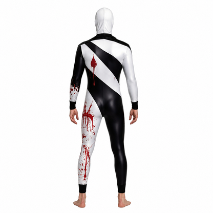 Bloody Clown Jumpsuit with Mask and Bow Tie for Halloween