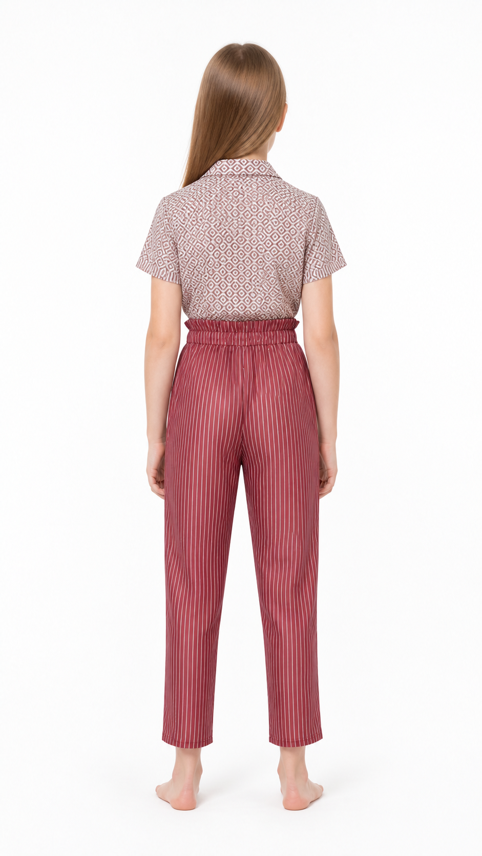 Two-Piece Suit with Shirt and Pants, Geometric Prints back view